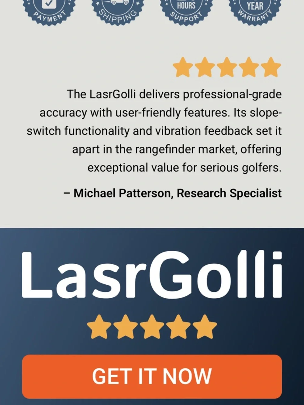 LasrGollie Golf Laser Rangefinder with Slope and Rangefinder Mode
